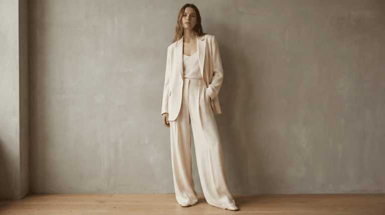 Nem branca, nem bege: a calça ‘leite de amêndoa’ é a tendência elegante de 2026