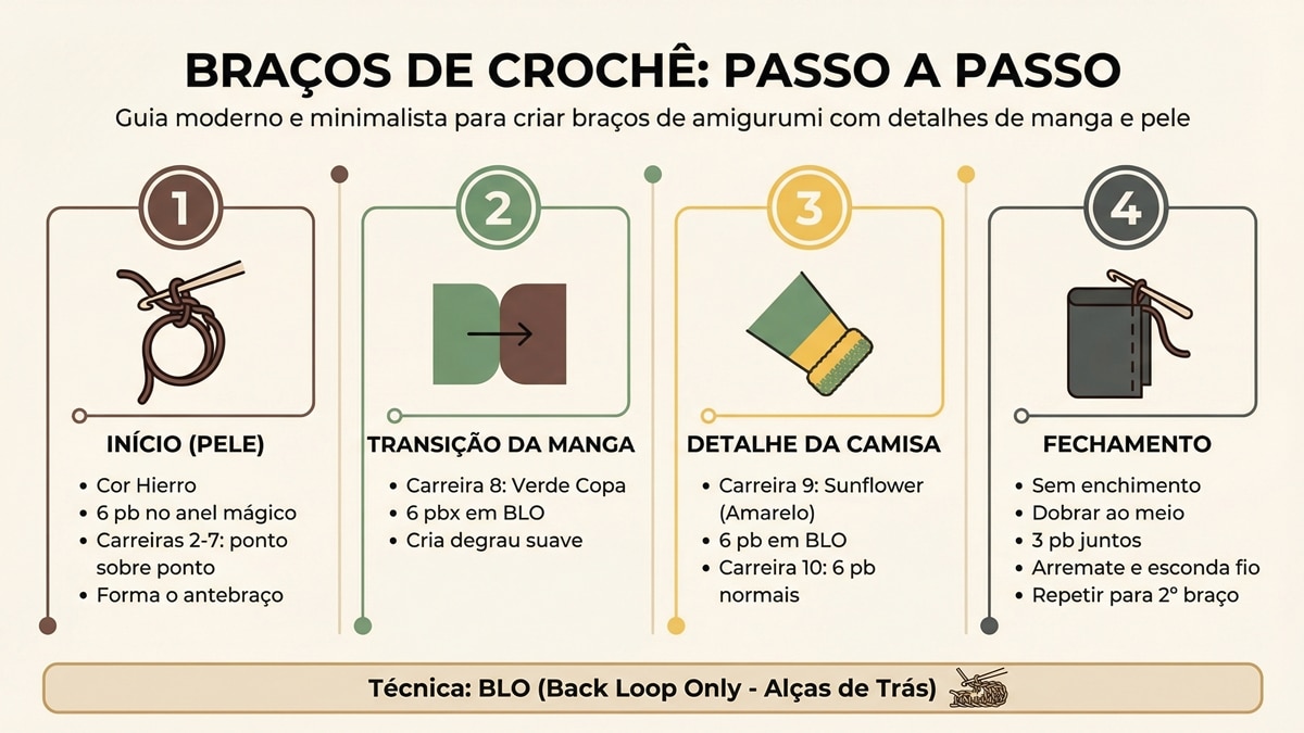 Infografico detalhado sobre como criar manta de croche chevron com materiais, passo a passo completo, dicas e paleta de cores charmosas em layout editorial
