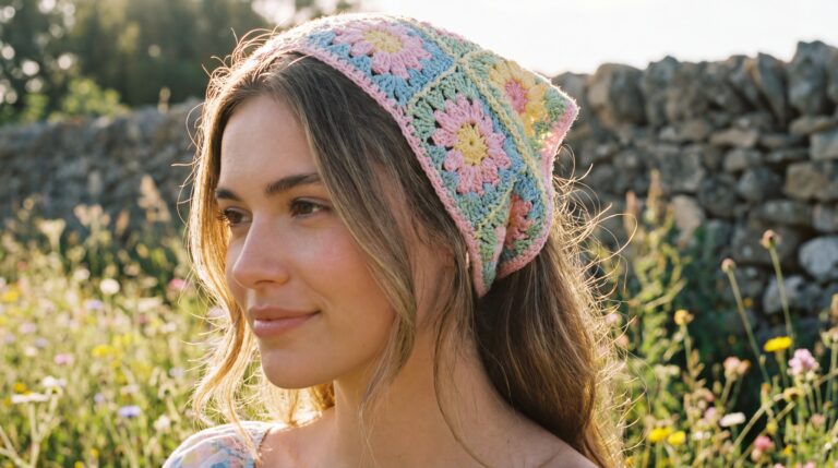 Bandanas de crochê: a tendência que une conforto e personalidade no dia a dia