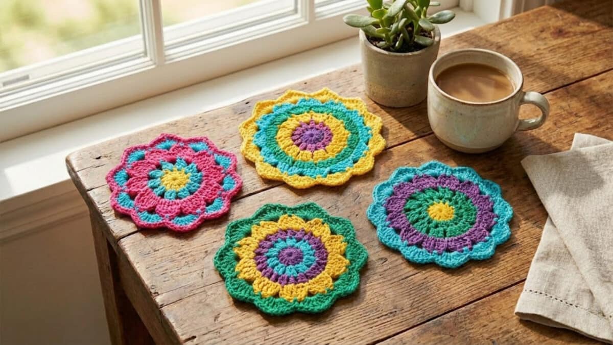 Lindos modelos de porta-copos de crochê para inspirar a sua decoração
