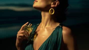 Mulher borrifando perfume