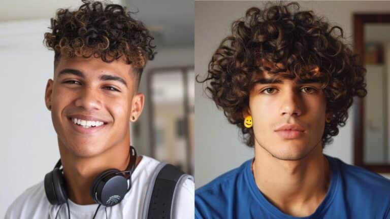 Homens com cabelos cacheados