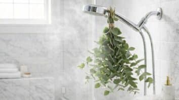 Entenda como o maço de eucalipto utiliza o vapor do chuveiro para liberar óleos essenciais e transformar seu banho em uma experiência de spa terapêutico