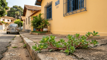 planta nascendo na calçada