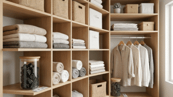 Potes com carvão ativado posicionado no guarda-roupas