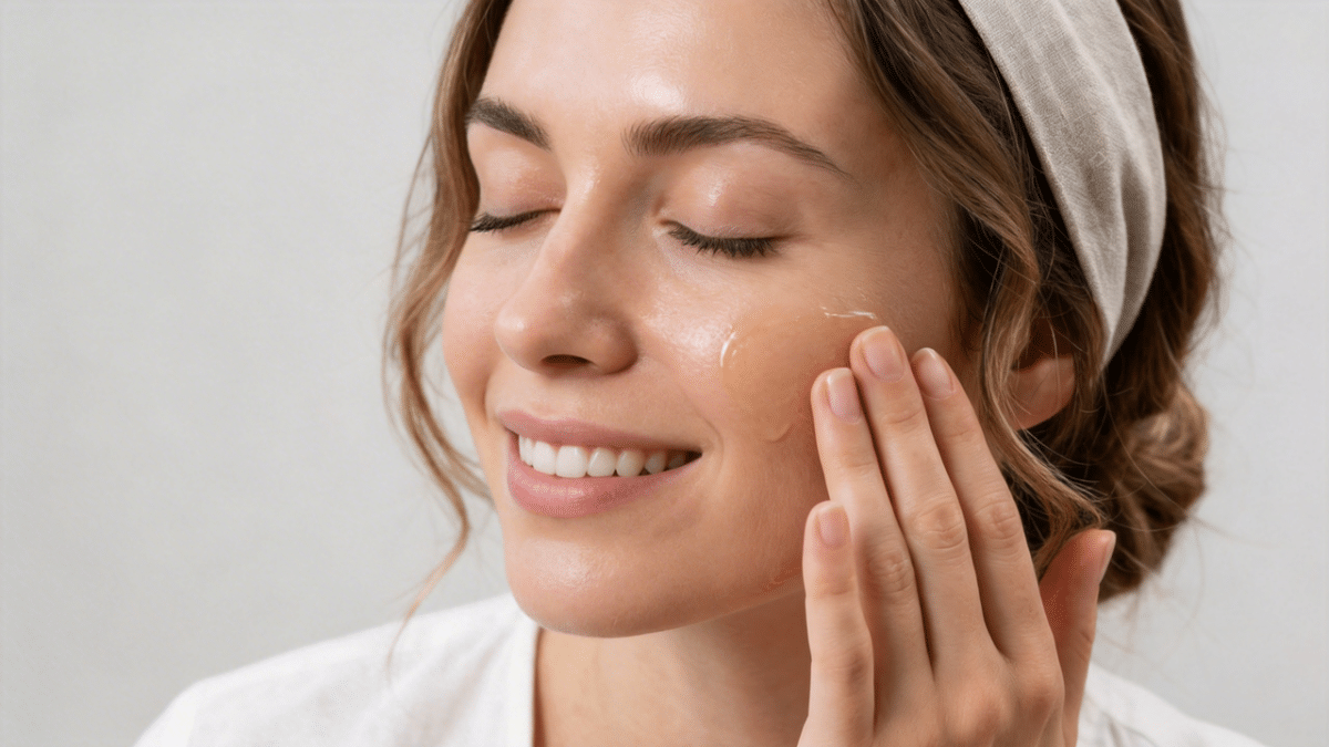 Mulher feliz com pele hidratada