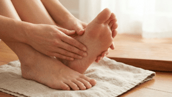Pés sendo massageado