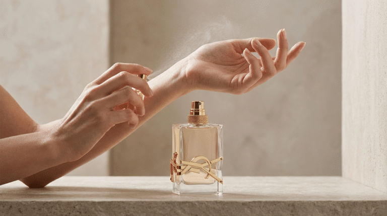 aplicando perfume no pulso