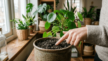 Teste com dedo no solo da planta