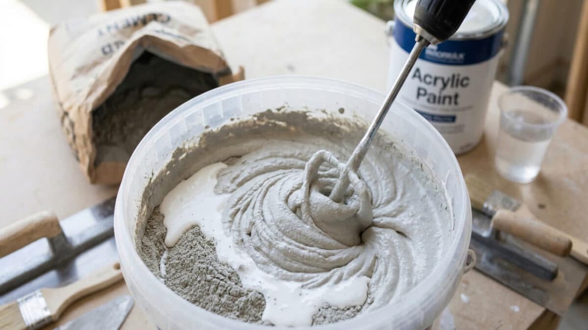 Mistura de cimento com tinta acrílica