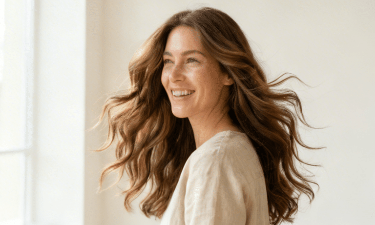 Mulher com cabelo volumoso