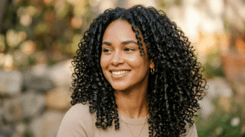 Mulher com cabelo cacheado
