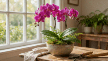 Vaso com orquídeas