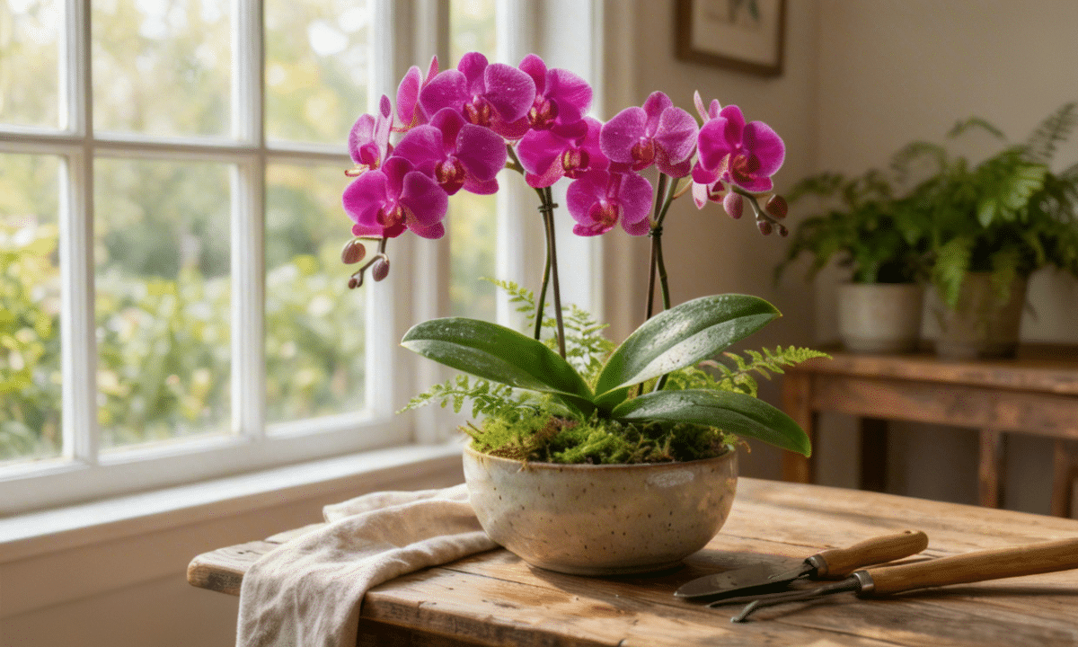 Vaso com orquídeas
