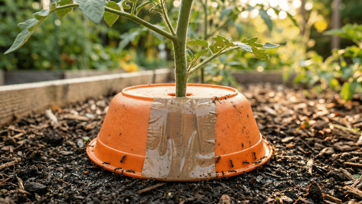 Planta com pote invertido