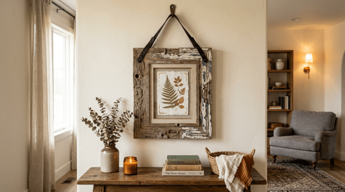 Quadro feito com madeira reutilizada 
