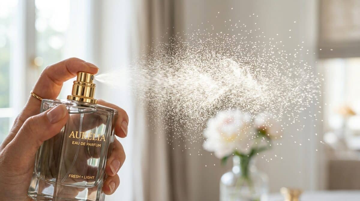 Perfume sendo borrifado