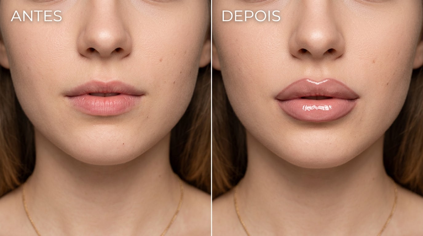 Antes e depois do uso do lapis na boca