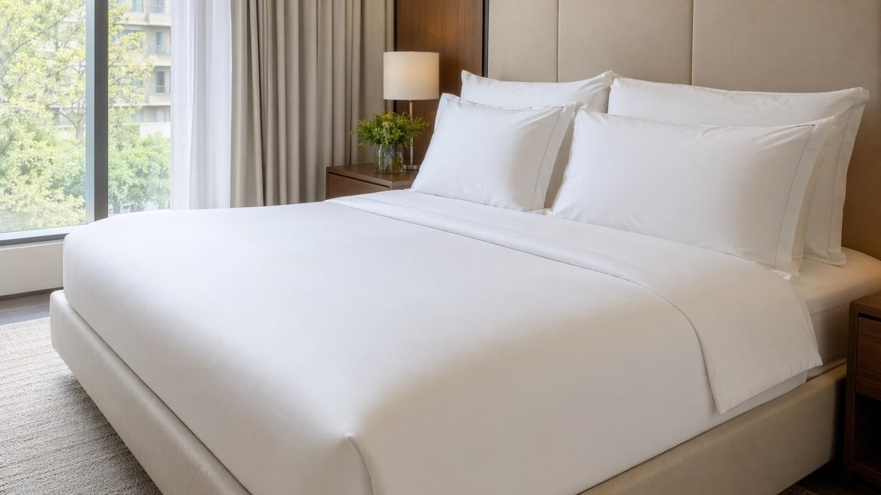cama com roupa de cama branca