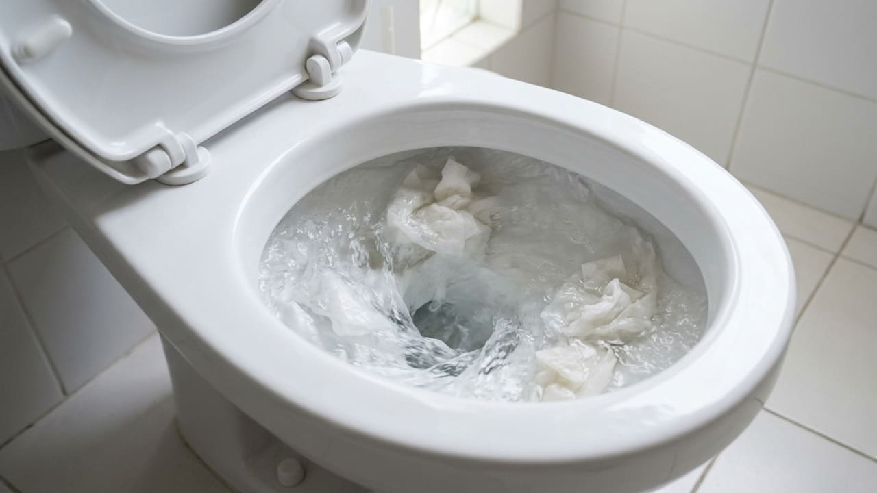 Descarga no sanitário com papel higiênico