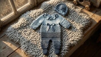 Faça este lindo conjunto de crochê para o seu bebê com gráfico
