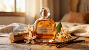 Frasco perfume com nota de baunilha
