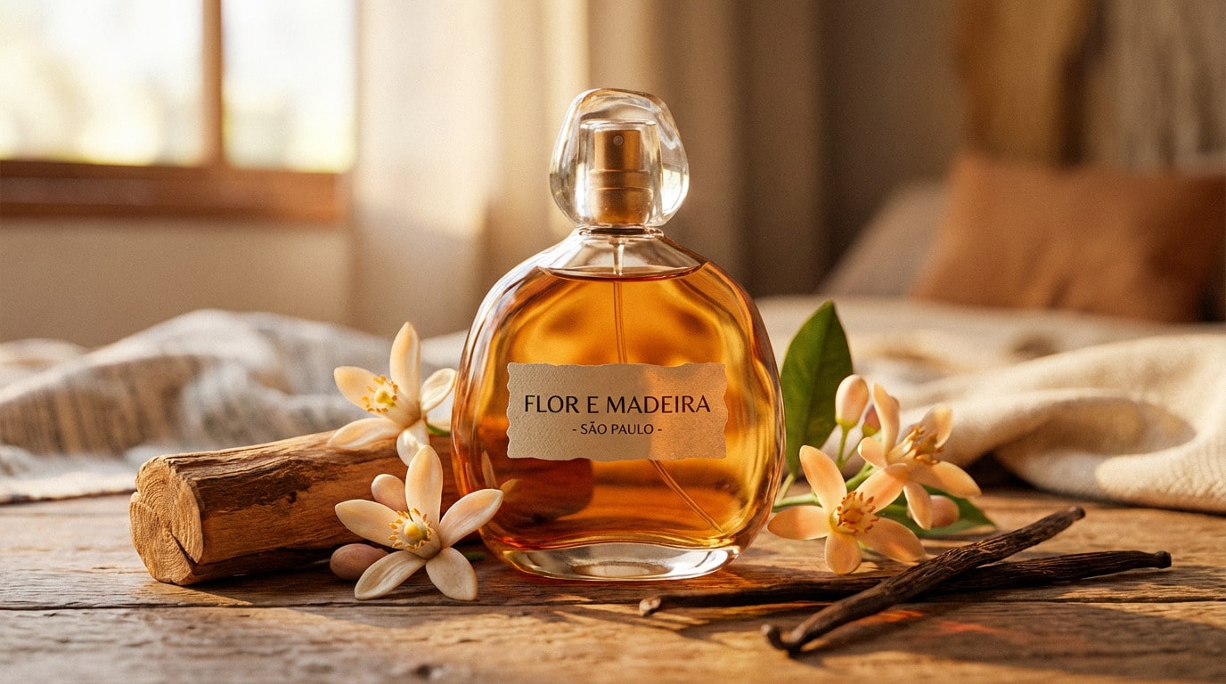 Frasco perfume com nota de baunilha