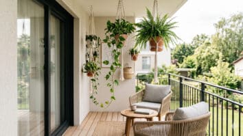 Plantas penduradas com macramé