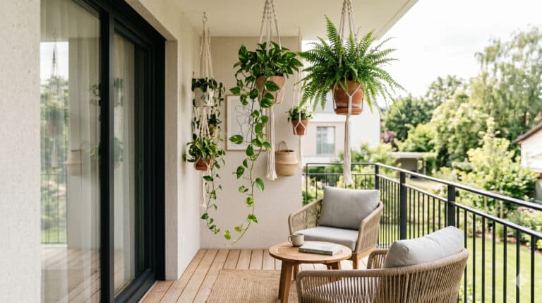 Plantas penduradas com macramé