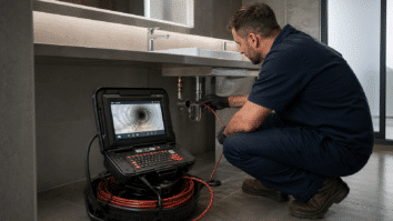 Técnico Realizando inspeção de tubulação com equipamento moderno