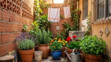 Jardim de fundo de casa com plantas essenciais para afastar mosquitos de casa