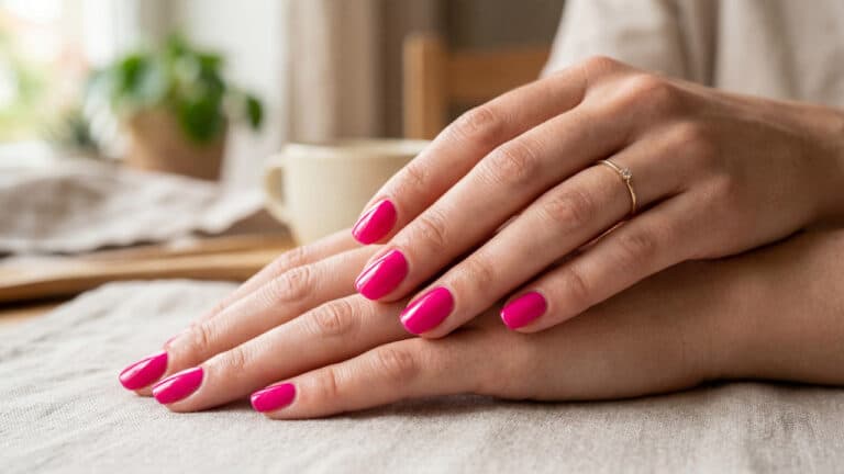 Unhas em cor rosa