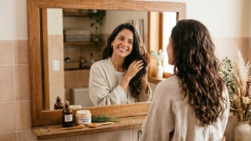 Mulher com cabelo longo hidratado