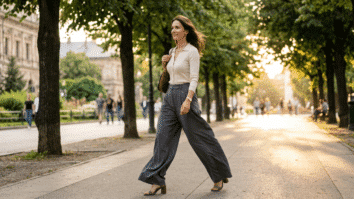 Mulher de calça caminhando