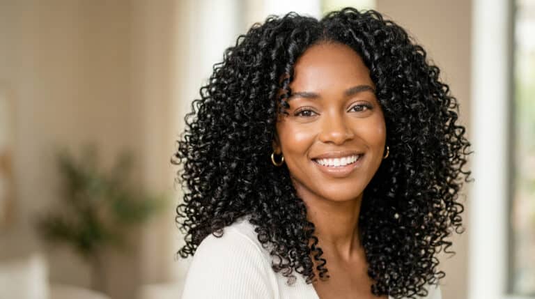 Mulher com cabelo cacheado