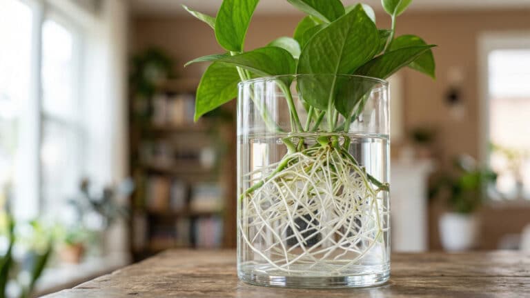 Planta com raizes a mmostra no vaso com água