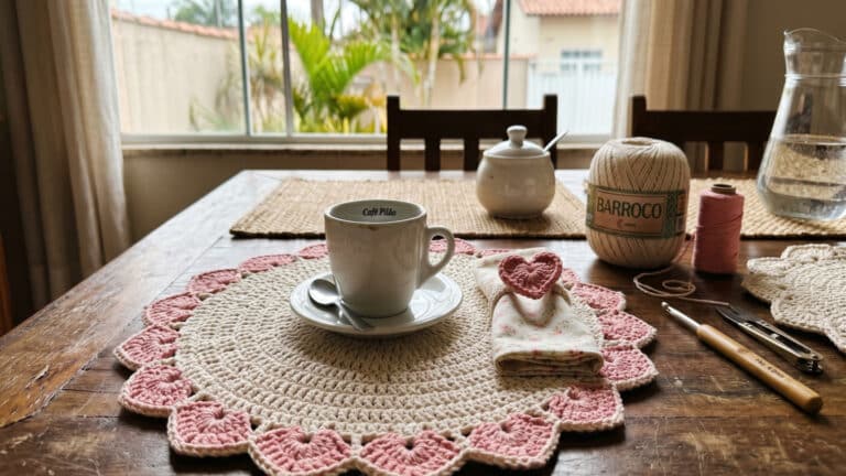Sousplat de crochê especial para o dia das mães