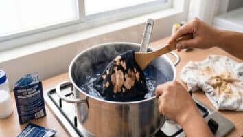Tintura completa de tecido manchado com água sanitária