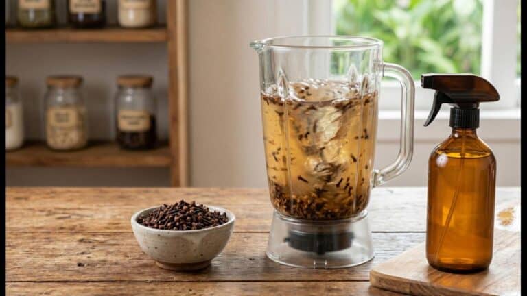 A mistura liquidificada de cravo com vinagre para atuar na limpeza e aromatização da casa