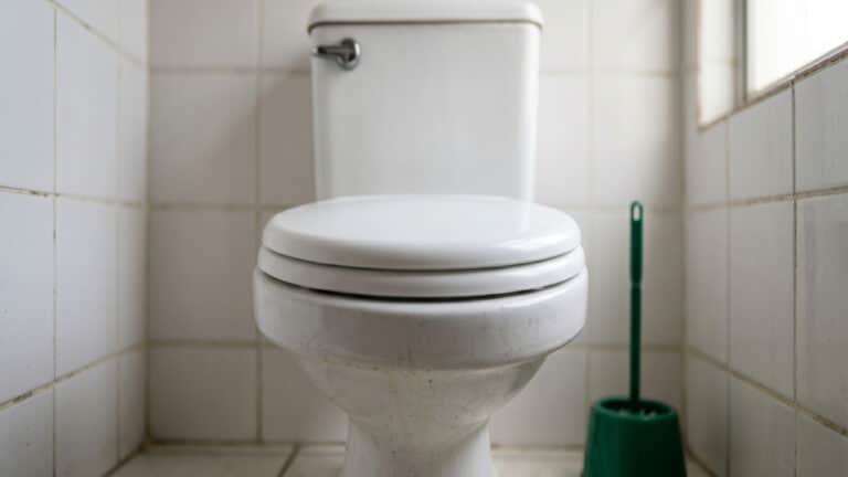 Banheiro organizado simples em casa com foco no vaso sanitário