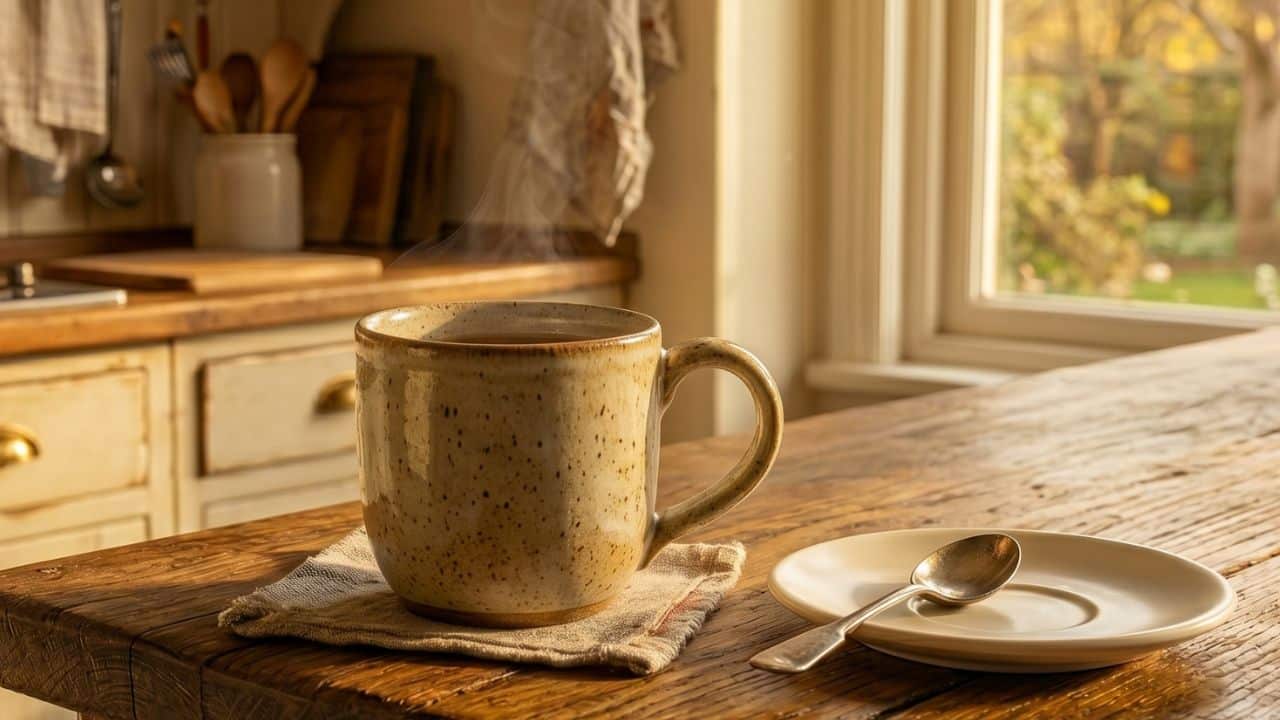 caneca de chá em clima aconchegante