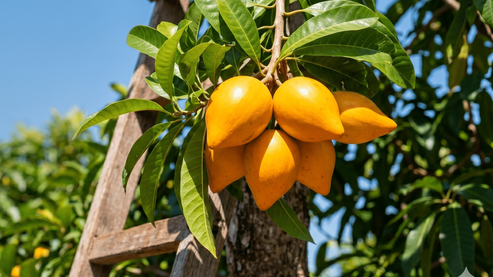 Frutas canistel na árvore