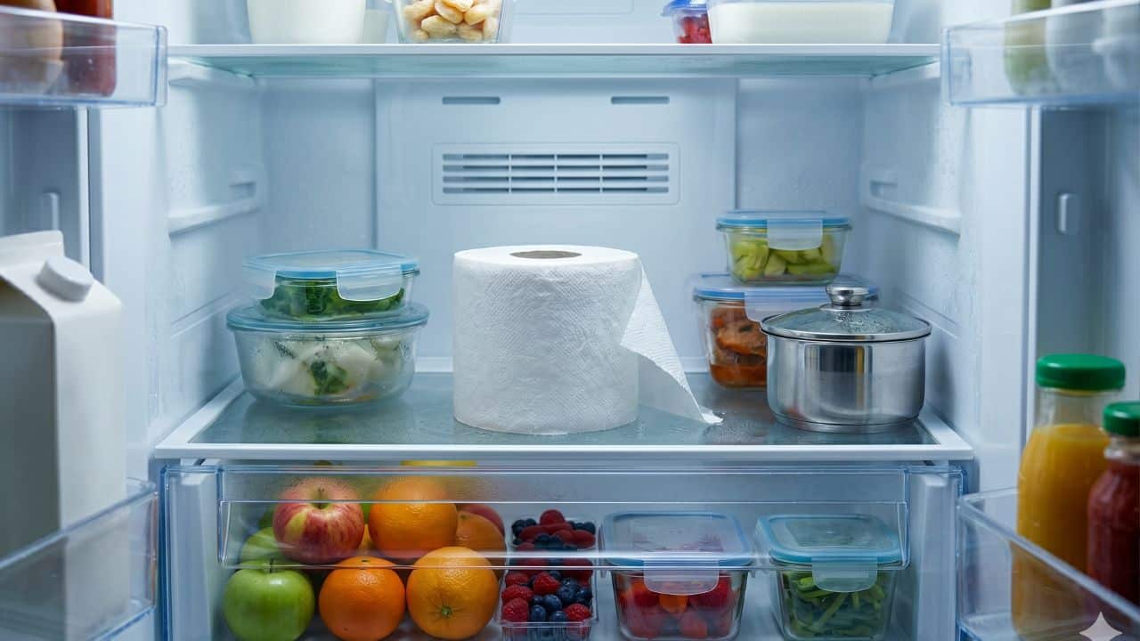 papel higiênico dentro da geladeira