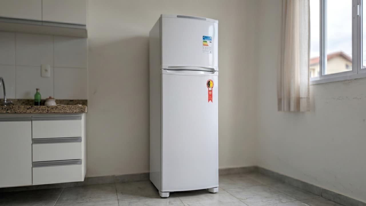 Geladeira na cozinha de casa