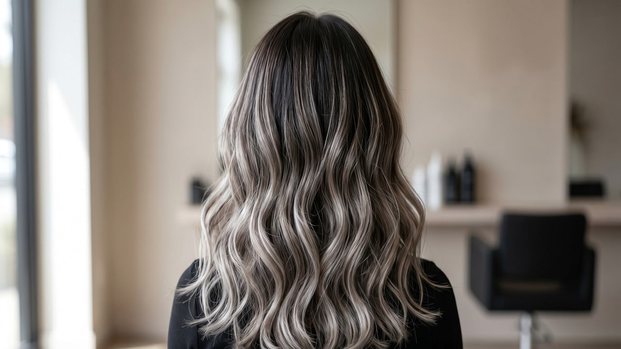 Pessoa com cabelo tingido em camadas