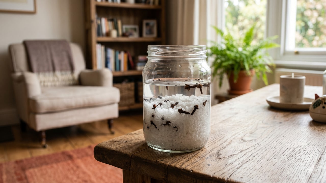 Pote com ingredientes aromáticos para ambientes na casa
