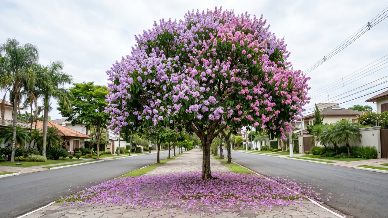 Resedá-gigante plantado em via pública de bairro residencial