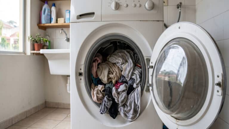 Roupas molhadas na máquina de lavar