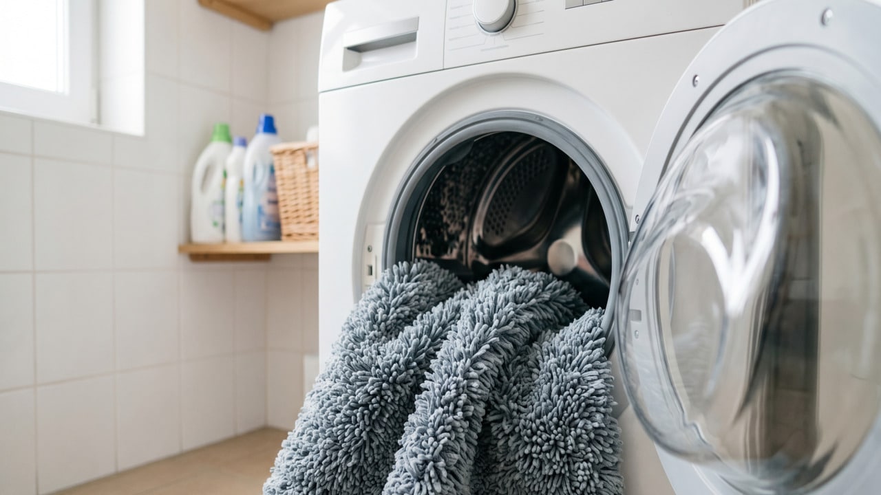 Tapete lavado individualmente na máquina de lavar