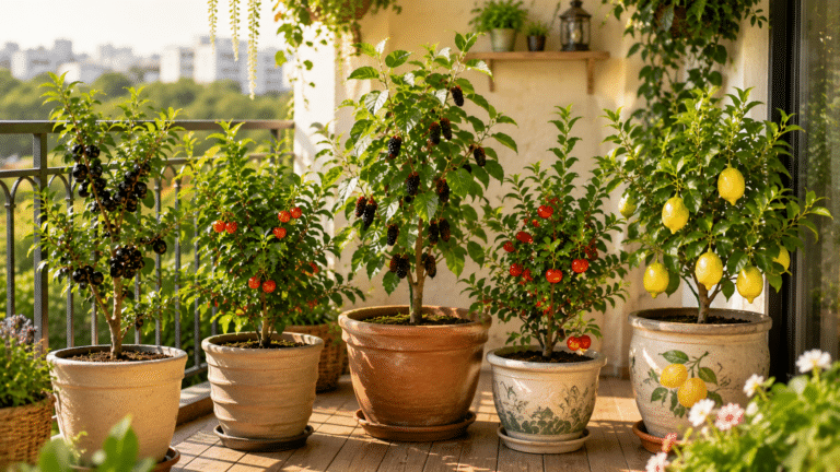 Plantas frutíferas em vasos mostram que é possível colher frutas frescas mesmo em varandas, quintais pequenos e espaços compactos.